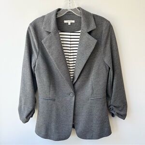 41 Hawthorn grey knit blazer with ruched sleeves